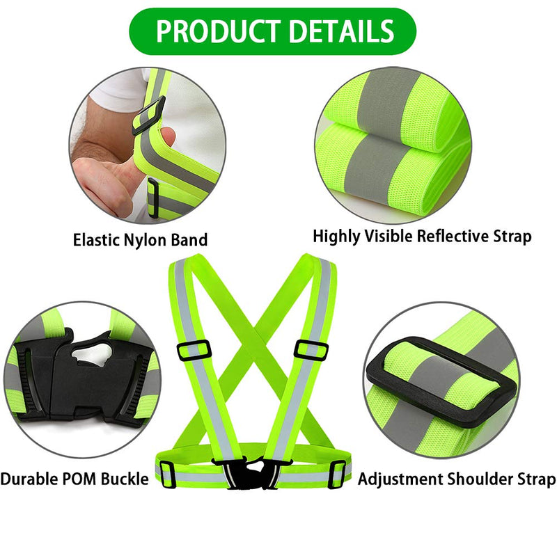 [Australia - AusPower] - Reflective Vest, Reflective Glow Belt with 2Pack Reflector Armbands, Adjustable Elastic Safety Vest Outdoor Reflective Belt High Visibility, Ultralight & Comfy for Running, Jogging, Walking, Cycling, 