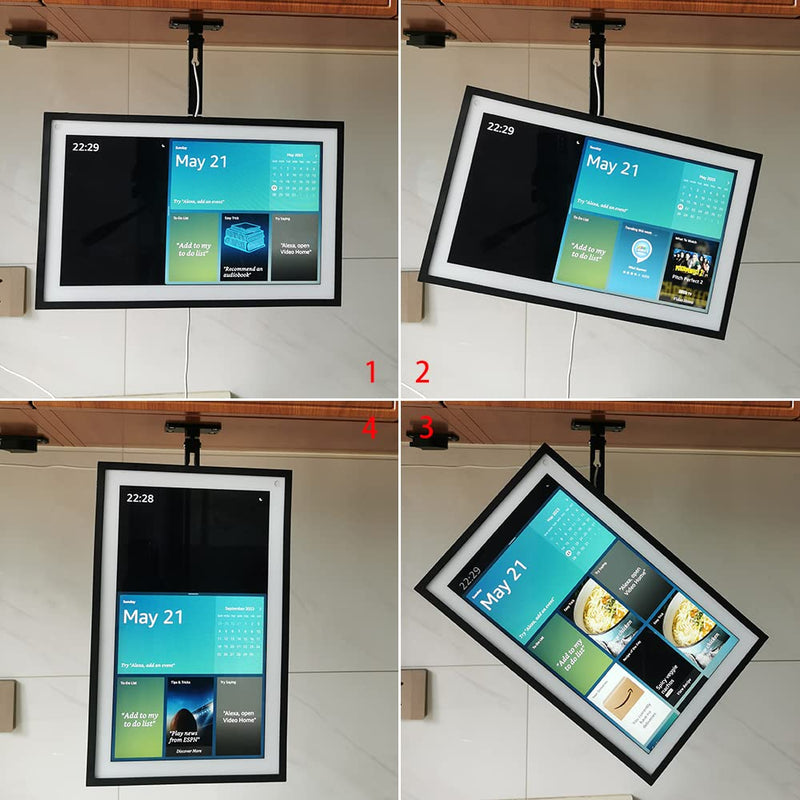 [Australia - AusPower] - ATOPHK Under-Cabinet Mount， Aluminum Material Stand for Amazon Echo Show 15，Multi Angle Adjustment，Horizontal and Vertical Screens Rotate Freely，Ceiling or Under-Cabinet Mount Black 