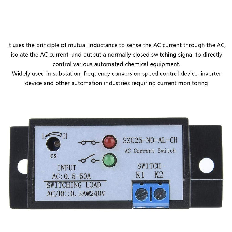 [Australia - AusPower] - FTVOGUE Current Sensing Switch, Normally Open Self-Powered Current Sensing Relay, AC 0.5-50A (SZC25-NO-AL-CH) 