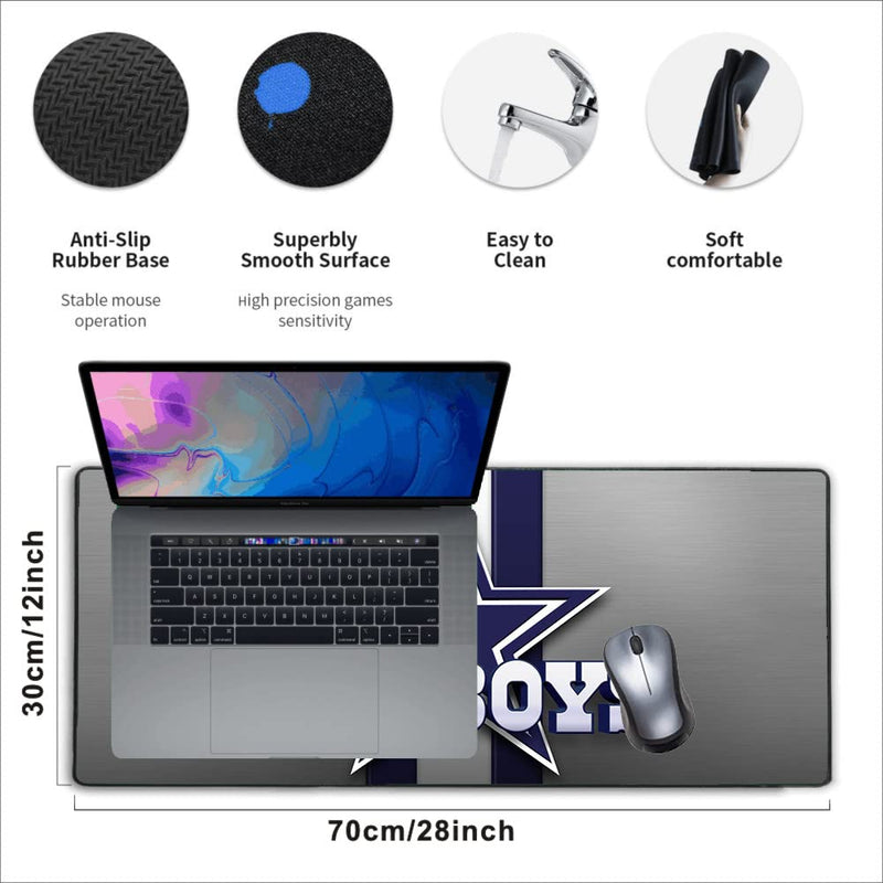 [Australia - AusPower] - Large Gaming Mouse Pad,Stitched Edges Extended Mousepad with Non-Slip Rubber Base for Laptop Computer Desktop Keyboard,Football Fans White Blue Design Mat 