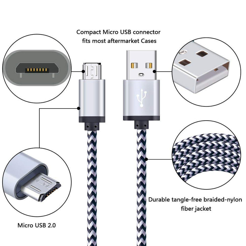 [Australia - AusPower] - Android Charger Cable, FiveBox 5-Pack 6ft Micro USB Cable Cord Braided Fast Charging Phone Charger for Samsung Galaxy J3 J7 S6 S7 Edge, Tablet, LG stylo 2/3 LG G3 G4 K30 K20 Plus, Kindle Fire 7 8 10 