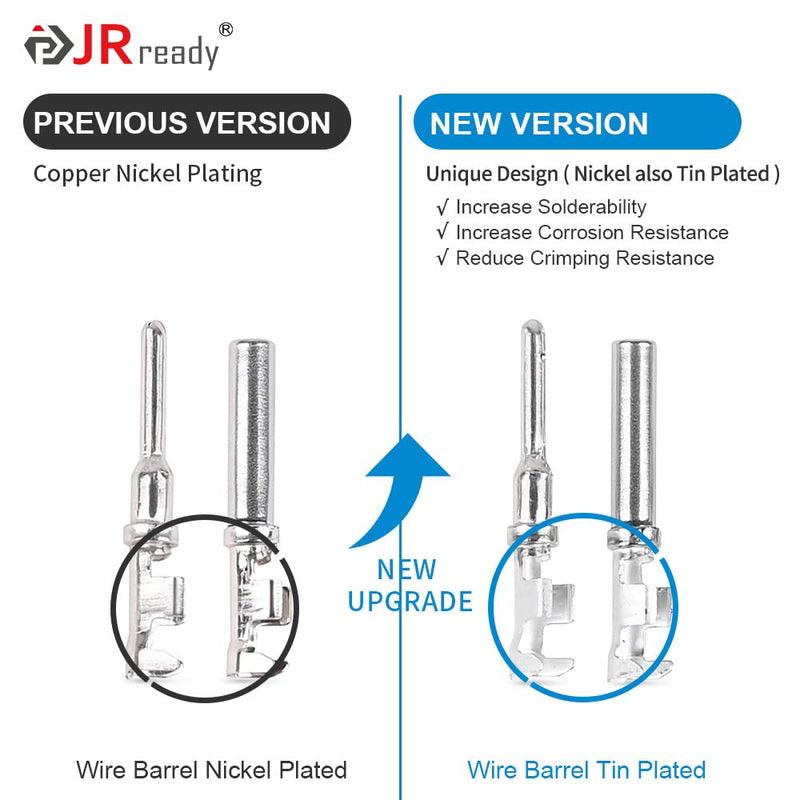 [Australia - AusPower] - JRready ST6255 Deutsch Stamped Contacts DT Connector Terminal Kit Size 16, Male Deutsch Pins 1060-16-0122/ Female pins 1062-16-0122/ Open Barrel Terminals Wire Gauge 14-18 AWG, 50 Pairs 3.DT 16# Stamped 50Pair 