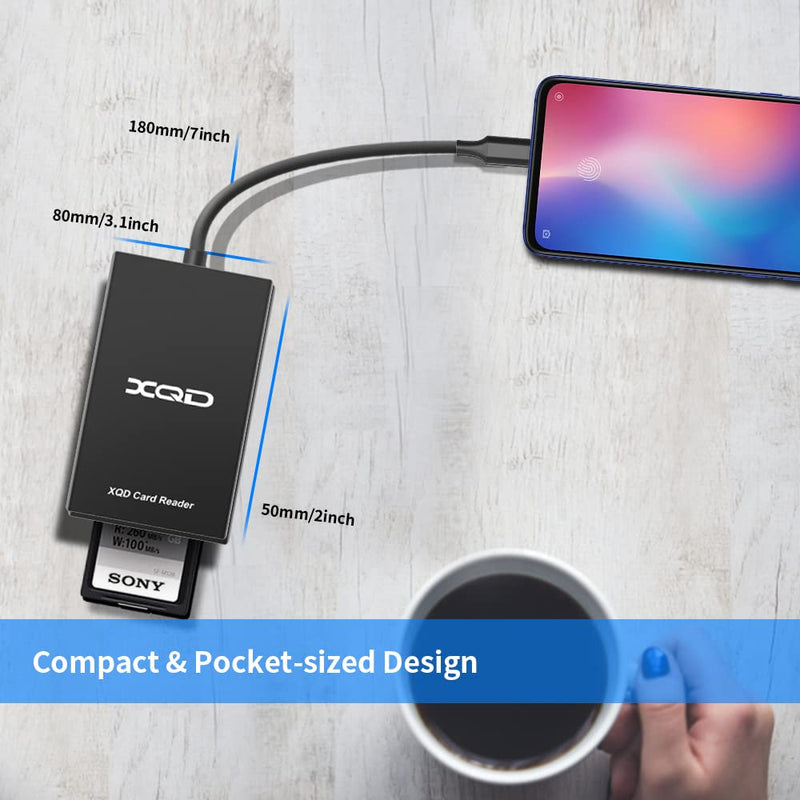 [Australia - AusPower] - XQD Card Reader, USB C XQD SD Card Reader Sony XQD Reader 2 in 1 Memory Card Reader 5Gpbs Super Speed Compatible with Sony G/M Series, Lexar 2933x/1400x USB Mark XQD Card, SD/SDHC Card for Wins/Mac Black-C 