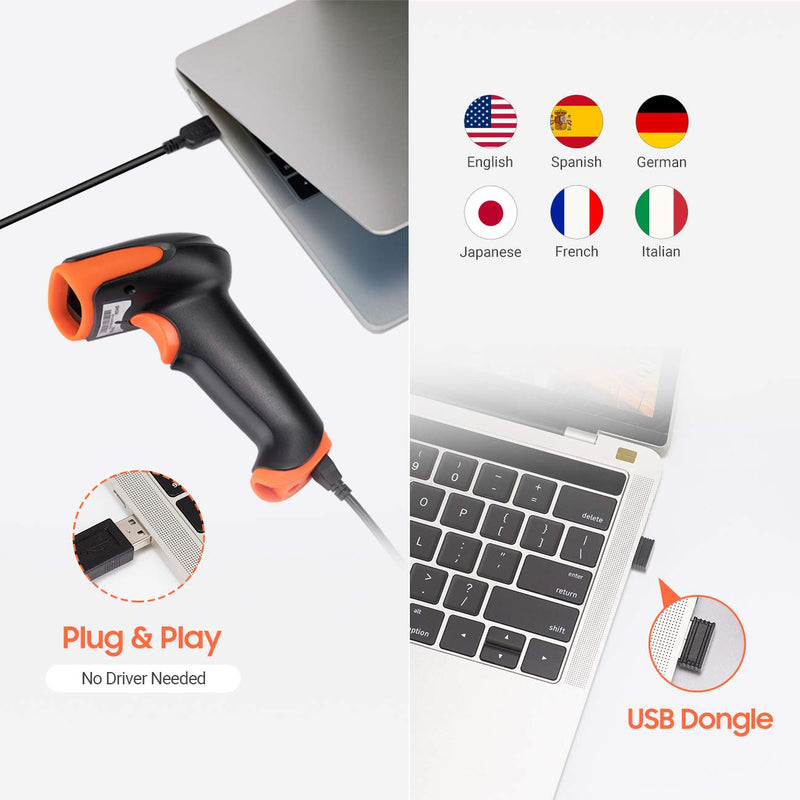 [Australia - AusPower] - Tera Pro Wireless 2D QR Barcode Scanner 3 in 1 Bluetooth & 2.4GHz Wireless & USB Wired Connection Connect Smart Phone Tablet PC Image Bar Code Reader with Vibration Alert Model HW0002-O 
