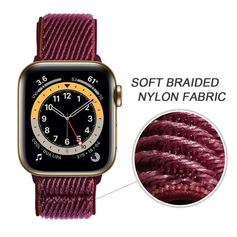 [Australia - AusPower] - HdanMole Compatible with Apple Watch Bands 41MM 45MM 38MM 40MM 42MM 44MM for Women Men Adjustable Soft Stretchy Solo Loop Strap,Elastics Nylon Wristband Compatible for iWatch Series 7/6/5/4/3/2/1/SE Plum 42/44/45mm 