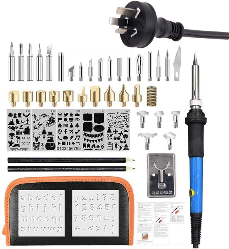 [Australia - AusPower] - 22 Pieces Electric Hot Knife Cutter Tool Kit Include Heat Cutter Multipurpose Stencil Cutter, 16 Blades, 4 Blade Holders, Metal Stand Hot Carving Knife for Carving Soft Thin Styrofoam Cloth Stencil 