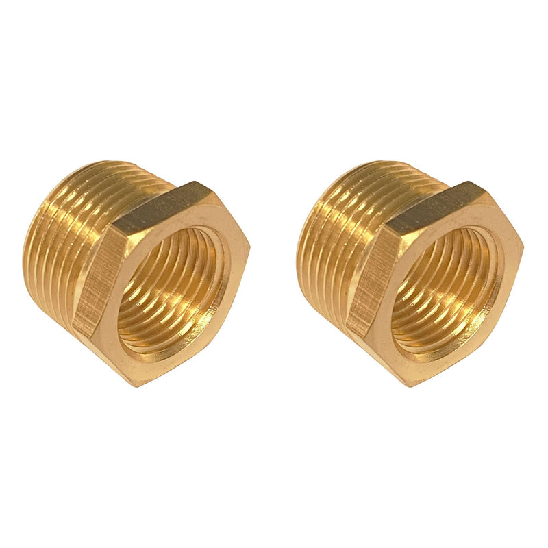 [Australia - AusPower] - YOUHO Brass Threaded Pipe Fitting 3/4 Inch NPT Male x 1/2 Inch NPT Female Hex Bushing Adapter (Pack of2) 
