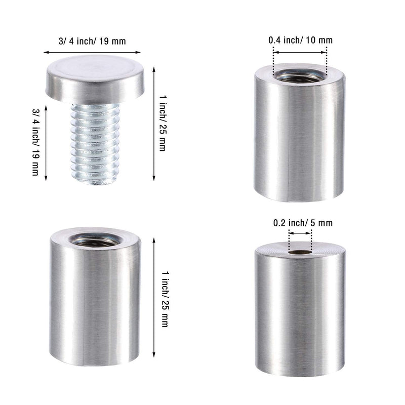 [Australia - AusPower] - Onwon 12 Pieces 3/4 x 1.2 Inch Sign Holders Standoff Screws Wall Mount Hardware Advertising Glass Acrylic Standoff Stainless Steel Nail 