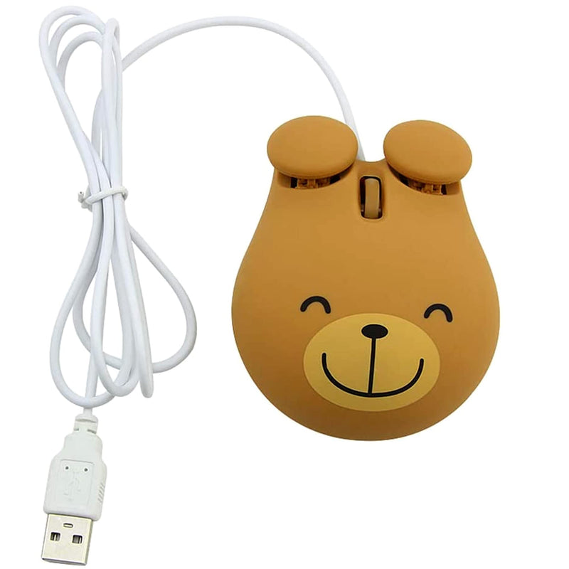 [Australia - AusPower] - Cute Animal Bear Shape USB Wired Corded Mouse Optical Mice for Notebook PC Laptop Computer 1600DPI 3 Buttons with 3.2 Feet Cord (Brown) 