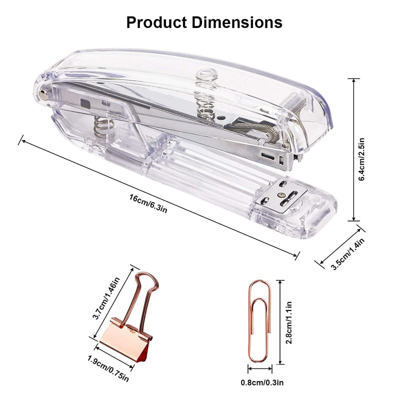 [Australia - AusPower] - Acrylic Desktop Stapler with 1000 26/6 Staples, 6 Binder Clips & 50 Paper Clips, Desk Accessory Kit for Home Office School (Silver) Silver 