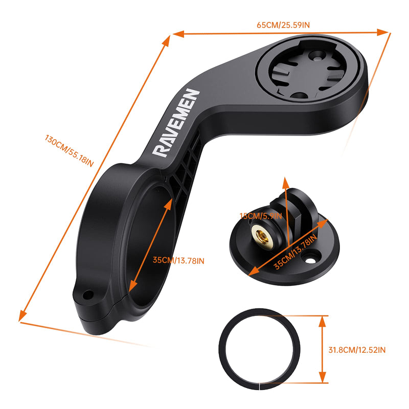 [Australia - AusPower] - Ravemen AOM01 Out-Front Mount Compatible with Garmin/COOSPO/CYCPLUS/iGPSOPORT Bike Computers/GoPro/ FR160 - Fit 31.8mm Handlebars 