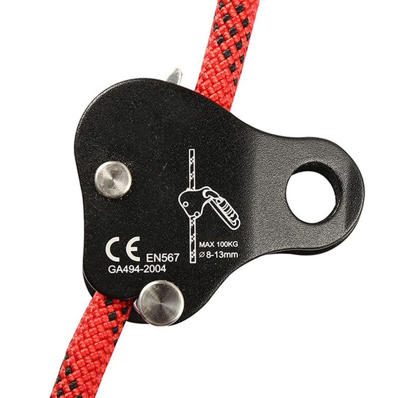 [Australia - AusPower] - QKDS Climbing Rope Grab, High Strength Self Locking Safety Protective, Climbing Ascender Fall Protection Belay Device Climbing Rope Grip Clamp for Rock Climbing Mountaineering(Black), free size Black 