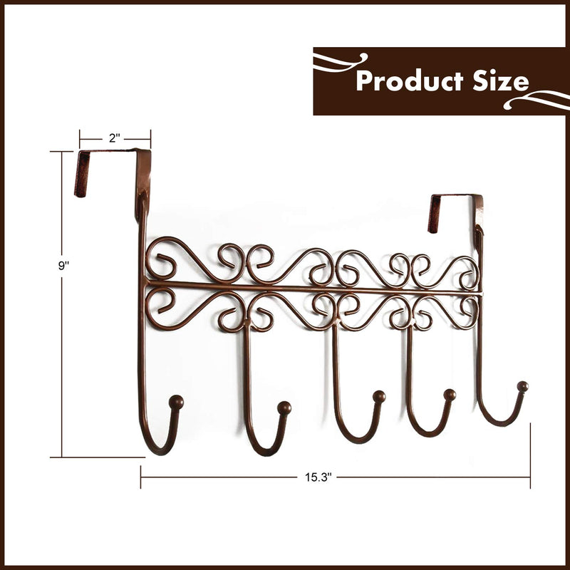 [Australia - AusPower] - Youdepot Over The Door 5 Hanger Rack - Decorative Metal Hanger Holder for Home Office Use Copper, 5 