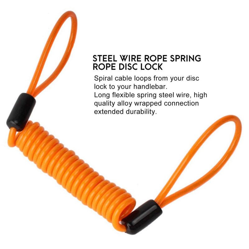 [Australia - AusPower] - Reminder Cable,YOFUNTLE [2 Pack]Disc Lock Cable,Security Steel Wire Spring Reminder Rope for Scooter Motorcycle Motorbike Vehicle Baggage Helmet Lock,Antitheft Protection on Handlebar(Orange+Blue) 