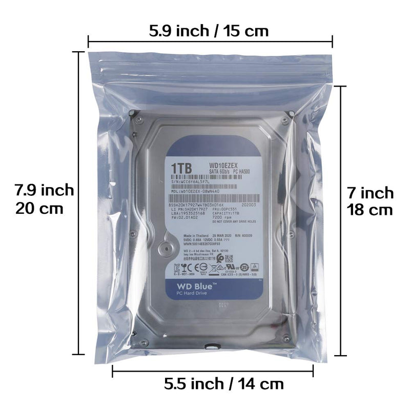 [Australia - AusPower] - HRX Package 100pcs Premium Anti-Static Resealable Bags, 5.9 X 7.9 inches Plastic Static Free Bag for Motherboard SSD HDD Computer Electronic Components 5.9”X7.9” silver-gray 