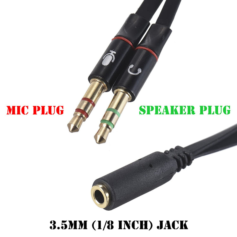 [Australia - AusPower] - Warmstor 2-Pack Headphone Splitter for Computer 3.5mm Female to 2 Dual 3.5mm Male Headphone Mic Audio Y Splitter Cable Smartphone Headset to PC Adapter 