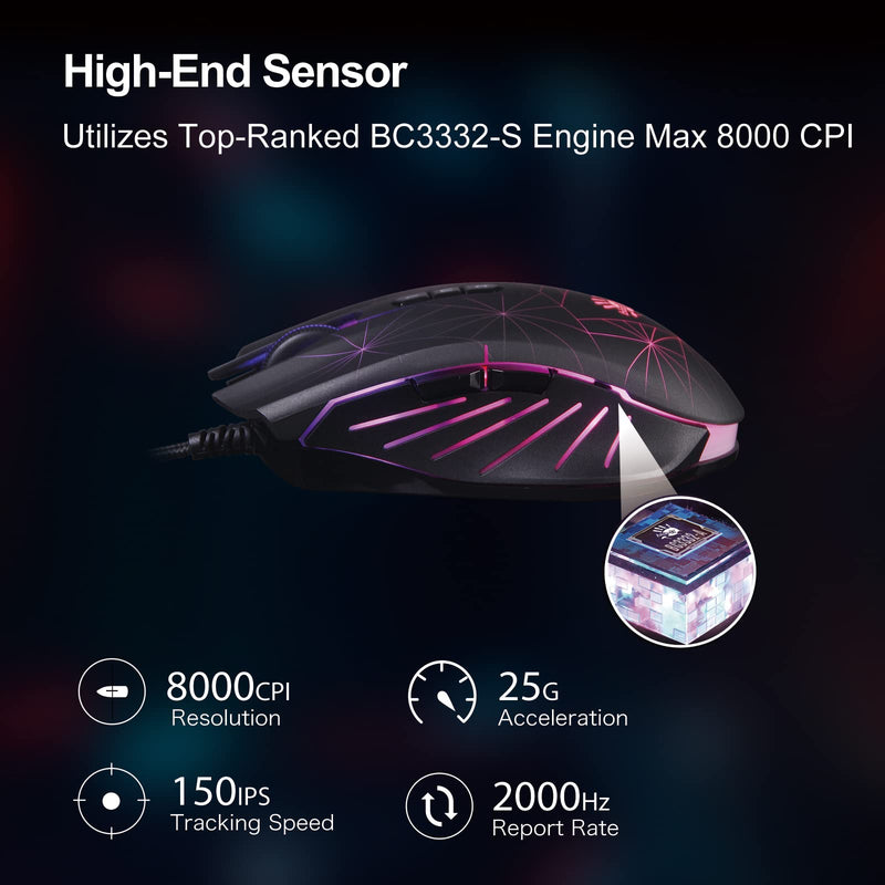 [Australia - AusPower] - Bloody P81s Optical Gaming Mouse with Light Strike (LK) Switch & Scroll, Max 8000 CPI, 2000Hz Report Rate, 256K Onboard Memory, Fully Programmable with Advanced Preset Macros (Starlight) starlight 