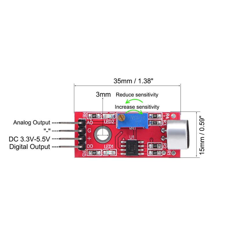 [Australia - AusPower] - uxcell Microphone Sound Sensor Voice Detection Module with Digital and Analog Out for DIY Projects 5pcs 