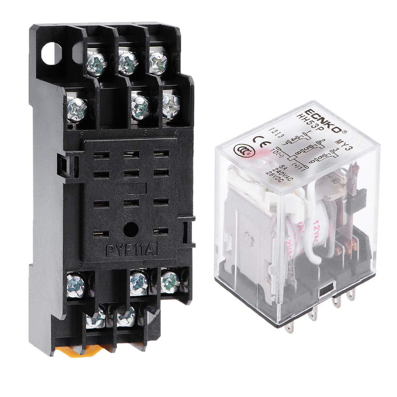 [Australia - AusPower] - uxcell HH53P AC12V Coil DPDT 11 Pins Red Light Electromagnetic Power Relay + Socket 