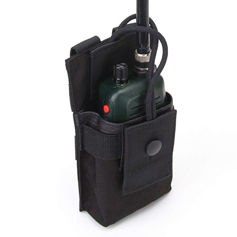 [Australia - AusPower] - DETECH Adjustable Tactical MOLLE Interphone Pouch Short Radio Holder Tactical Radio Holster Hunting Intercom Bag BK 