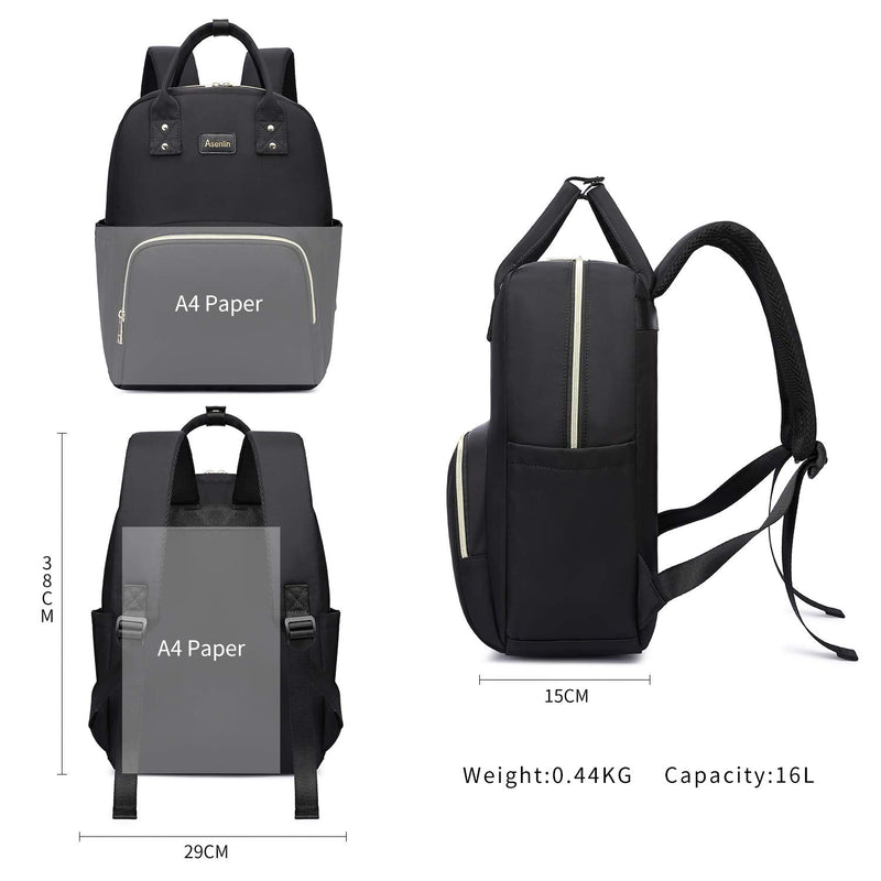 [Australia - AusPower] - Asenlin Travel Laptop Backpack 15.6 Inch Stylish Water Resistant School Computer Backpack College Fashion Casual Daypack Travel Business Work Backpack for Men Women Black 