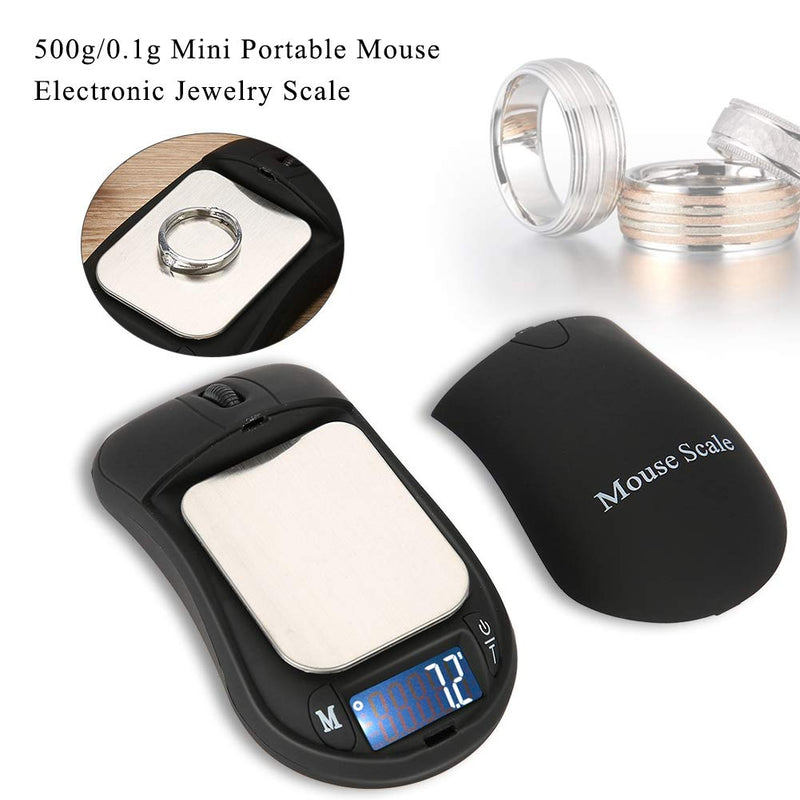 [Australia - AusPower] - Yongfer Jewelry Scale-500g/0.1g Mini Portable Mouse Electronic Digital Jewelry Precision Scale with Digital Display 