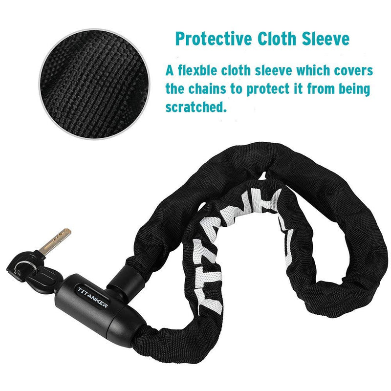 [Australia - AusPower] - Titanker Bike Chain Locks, Bike Locks Heavy Duty Anti-Theft Bicycle Chain Lock with Keys Lock Chain for Bike, Motorcycle, Bicycle, Door, Gate, Fence, Grill (6mm Thick Chain x 3 Feet) 