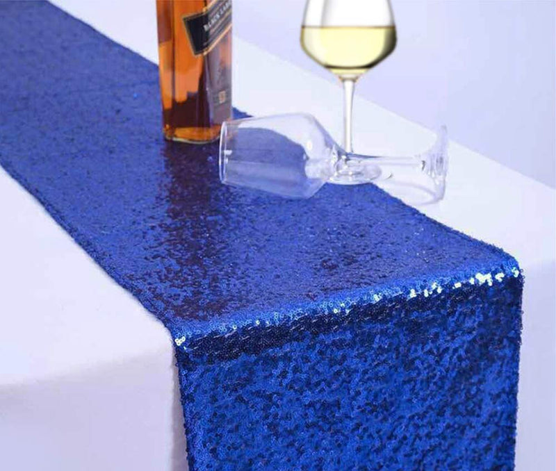 [Australia - AusPower] - Saliyaa 2 Packs Royal Blue Sequin Table Runners 12 x 108 inches Glitter Blue Table Runners for Birthday Wedding Bachelorette Baby Shower Party Table Decorations Supplies 