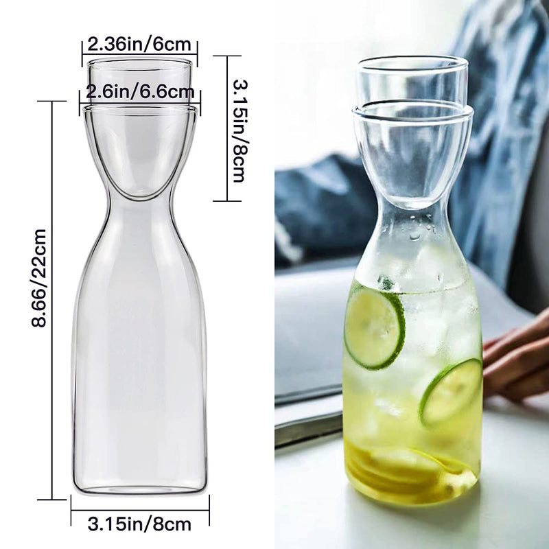 [Australia - AusPower] - DOERDO Bedside Water Carafe Set with Tumbler Glass Set for Bathroom Mouth Washer Dispenser, Bedroom Nightstand or Kitchen, 20ounce/600ml(Clear) 