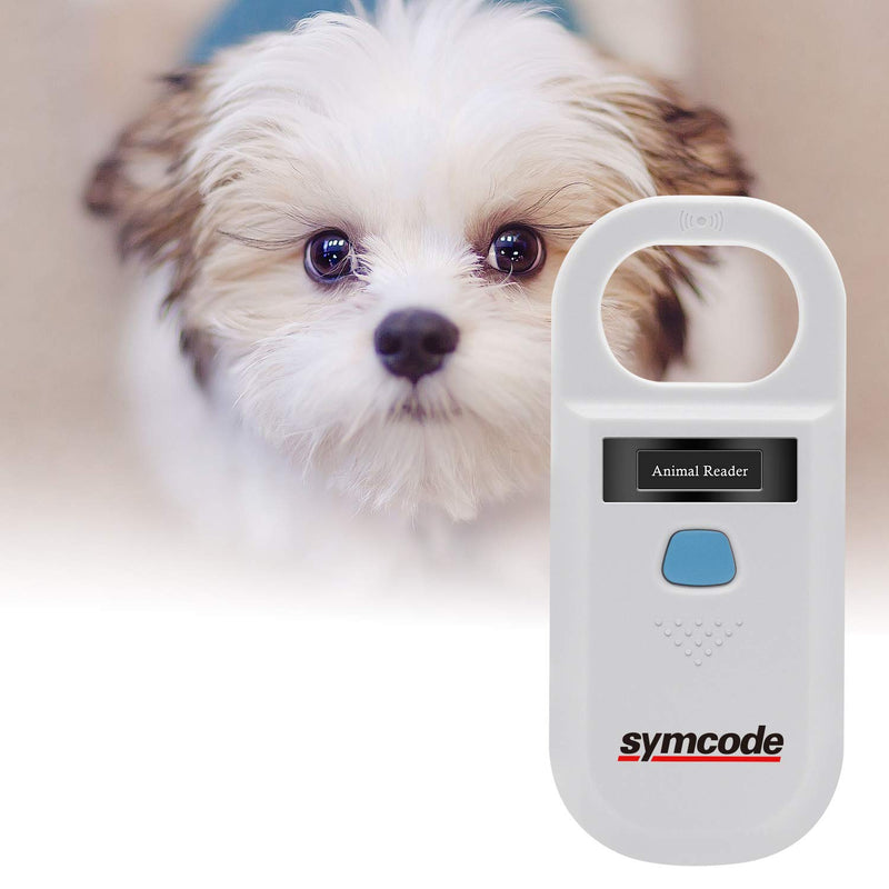 [Australia - AusPower] - Pet Microchip Reader Scanner, Symcode RFID EMID Animal Handheld Reader Pet ID Chip Scanner Pet Tag Scanner with High Brightness OLED Display for Dog Cat Pet Tracking and Management White 