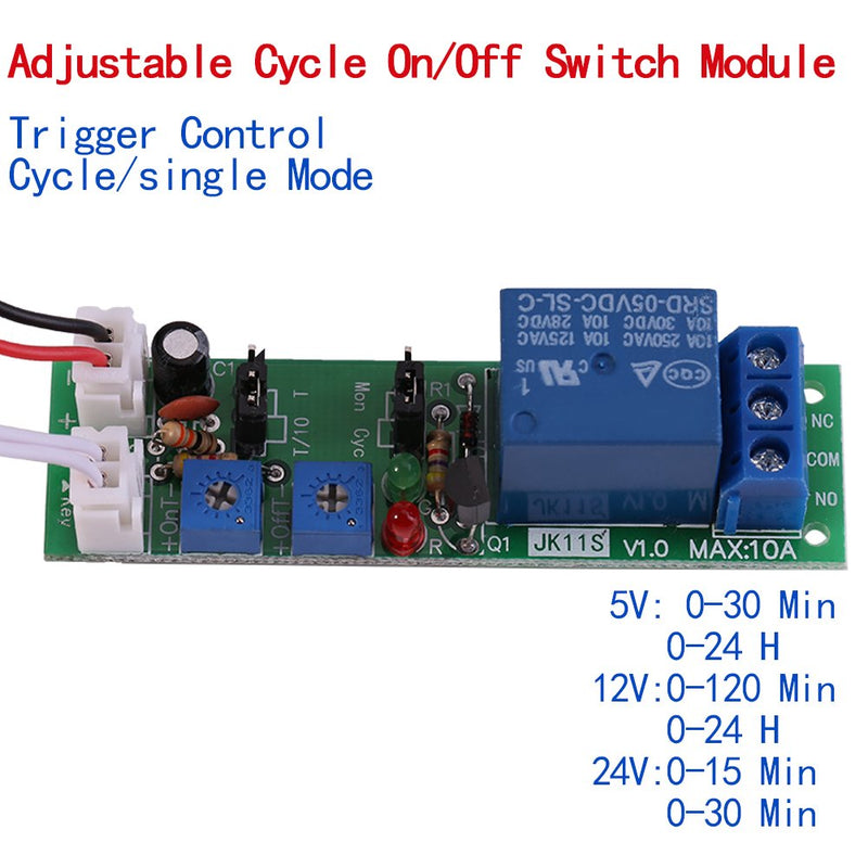 [Australia - AusPower] - YWBL-WH Adjustable Cycle Timer Delay Module, DC 5V 12V 24V On/Off Switch Relay Module for Machine Repetitive Test 