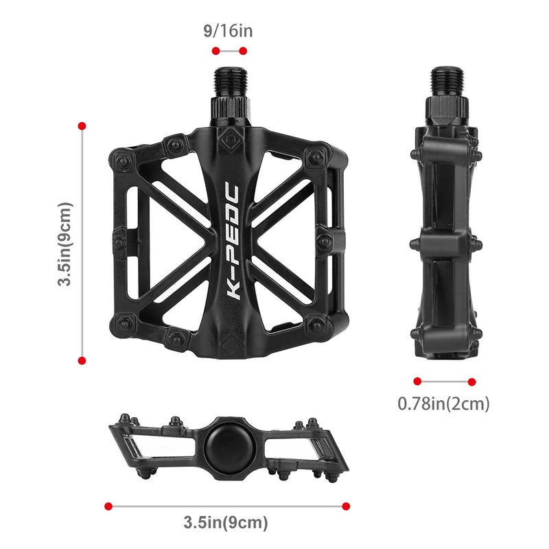 [Australia - AusPower] - GPMTER Bike Pedals 9/16 for MTB, Mountain Road Bicycle Flat Pedal, with 16 Anti-Skid Pins -Universal Lightweight Aluminum Alloy Platform Pedal for Travel Cycle-Cross Bikes etc 