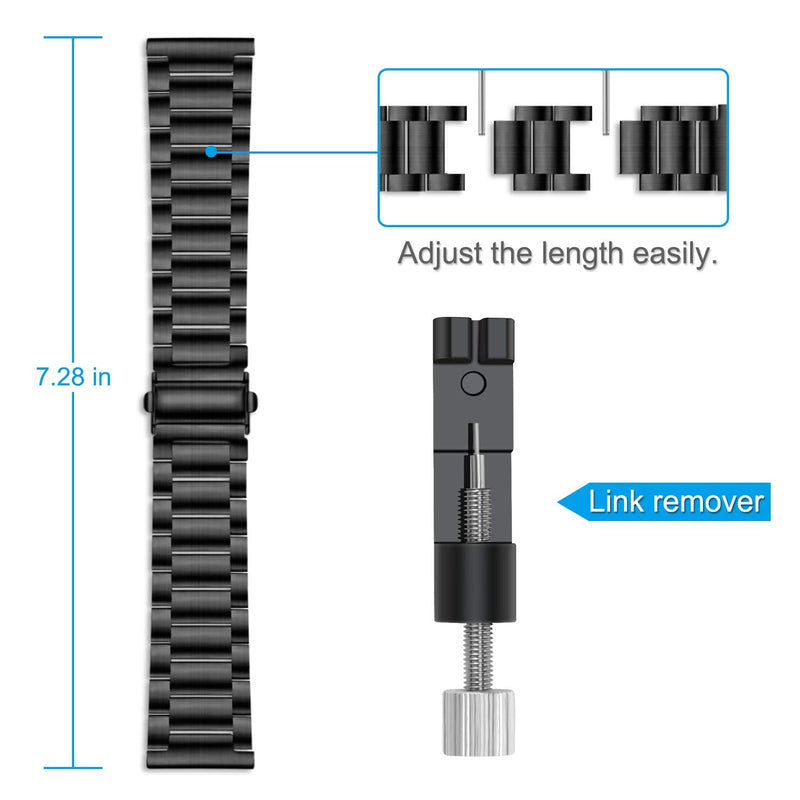 [Australia - AusPower] - Fintie Metal Band Compatible with Fitbit Versa 2, Versa, Versa Lite Edition, Solid Stainless Steel Strap Replacement Wristband Business Bracelet Compatible with Fitbit Versa Smartwatch Black 