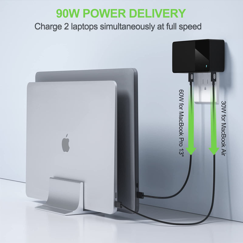 [Australia - AusPower] - Nekmit USB C Charger, 90W 4 Port Power Delivery PD 3.0 PPS Fast Charger, for MacBook, Dell XPS 13, iPhone 13/13 Pro/12/12 Mini/12 Pro/12 Pro Max, Galaxy S20/S10, Note 10+/10, iPad Pro, Pixel, Black 