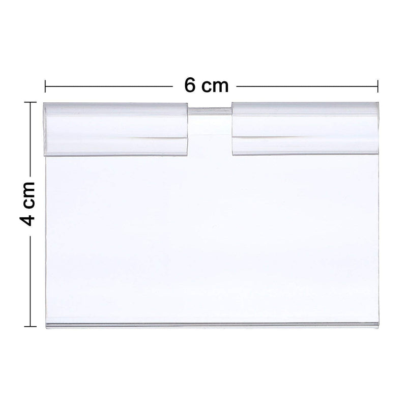 [Australia - AusPower] - Qincling Pack of 60 Clear Plastic Label Holder, Double Hook Wire Shelf Retail Price Tag Label Holder Merchandise Sign Display Holder (4 * 8cm/1.57 * 3.15in) 