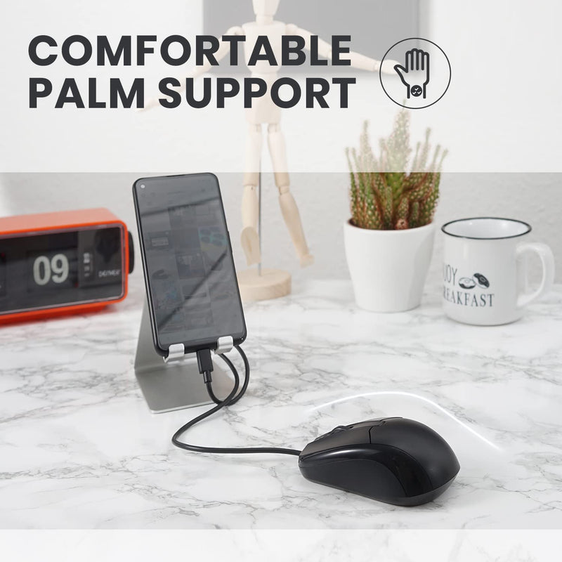 [Australia - AusPower] - Perixx PERIMICE-209C USB Type C Wired Optical Mouse - 5.9 Ft Cable - 1000 DPI - Black, (11994) 