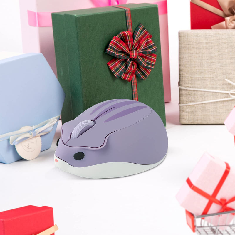 [Australia - AusPower] - Wireless Mouse Cute Cartoon Animal Hamster Shape Silent Portable Mobile Optical 1200DPI USB Cordless Mice for PC Mac Laptop Computer Notebook with Receiver, 3 Buttons, Purple, 3 x 2 x 1 inch 