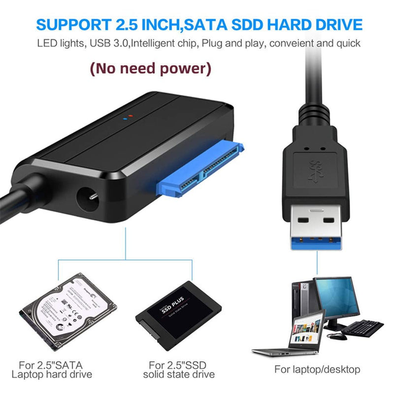 [Australia - AusPower] - NFHK USB 3.0 to Angled SATA 22 Pin Adapter Cable for 2.5" 3.5inch Hard Disk Drive SSD for Desktop Laptop 