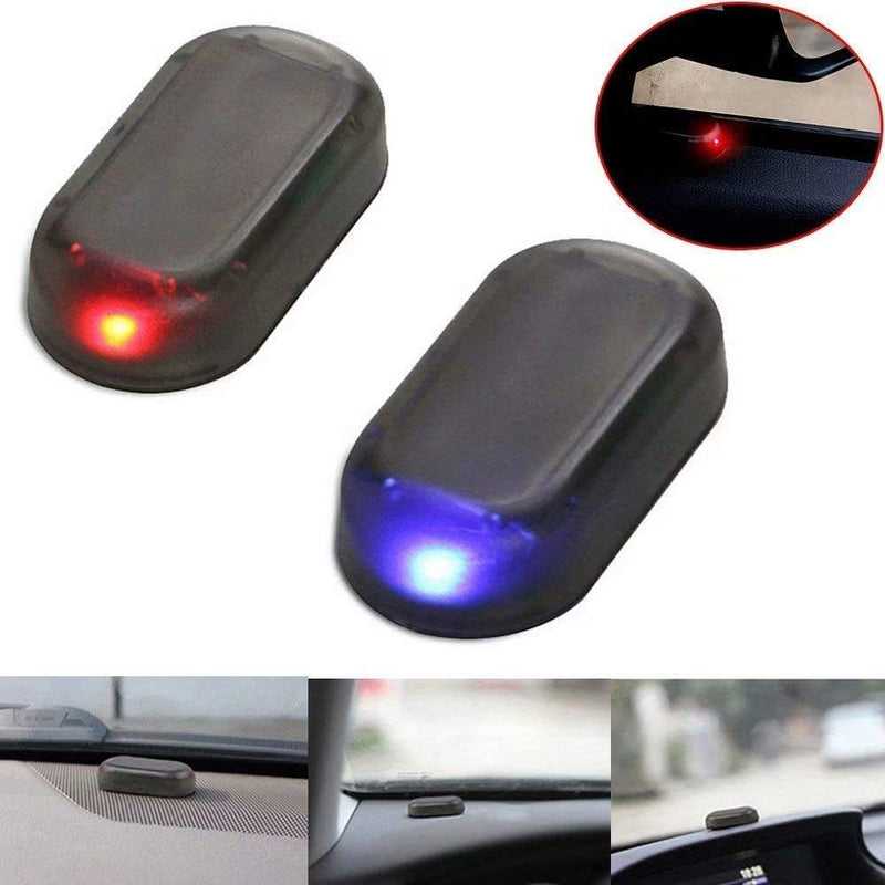 [Australia - AusPower] - 2 Pack Car Solar Power Simulated Dummy Alarm Warning Anti-Theft LED Flashing Security Light Fake Lamp (Blue + Red) 