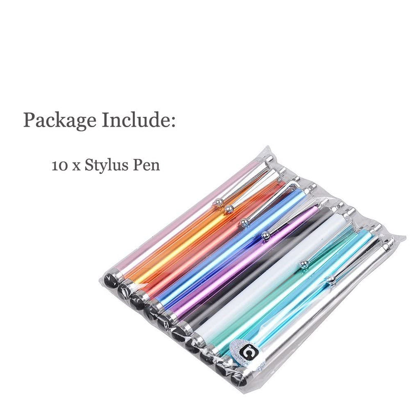 [Australia - AusPower] - Stylus Pen, IC ICLOVER 10PCS Long Styli Metal Touch Screen Pen for iPhone 12/PRO/Max/11/PRO/Max/SE2/X/XS MAX/8/8 Plus/7/7 Plus,ipad,iPod, Samsung, Android, Kindle, Tablet PC, Barnes & Noble,10 Colors White 