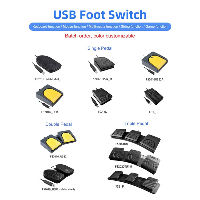 [Australia - AusPower] - PCsensor Metal Single Pedal USB Foot Switch Programmable Keyboard Mouse Shortcut Compatible Medical Instrument Game Controller Transcription Push to Talk (Photoelectric Switch) 