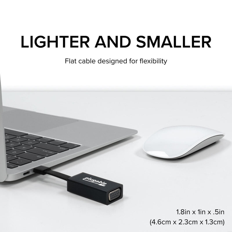 [Australia - AusPower] - Plugable USB C to VGA Adapter, Thunderbolt 3 to VGA Adapter Compatible with MacBook Pro, Windows, Chromebooks, 2018 iPad Pro, Dell XPS, and More (Supports Resolutions up to 1920x1200 @ 60Hz) 