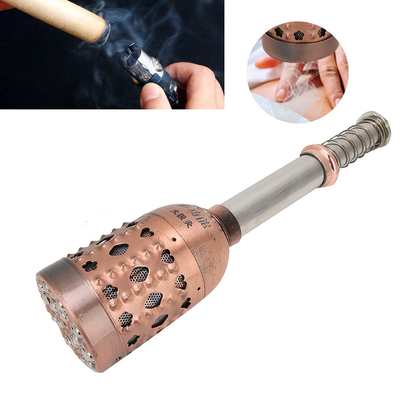 [Australia - AusPower] - Zyyini Moxa Roller, Handheld Copper Moxa Stick with High Thermal Conductivity and High-Density Filter Mesh, for Moxibustion Massage 