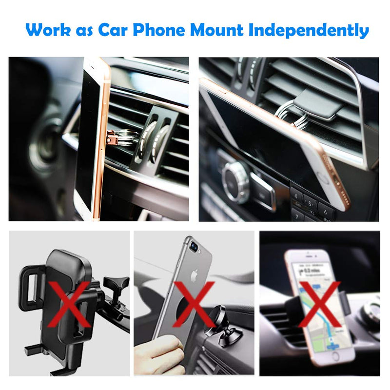 [Australia - AusPower] - Phone Ring Holder Stand, 2 in 1 Universal Air Vent Car Phone Mount and Phone Finger Grip Ring with Strong Sticky Gel Pad Compatible with iPhone X/8/7/6s/Plus, Galaxy S9/S8/S7 (Rose Gold) Rose Gold 