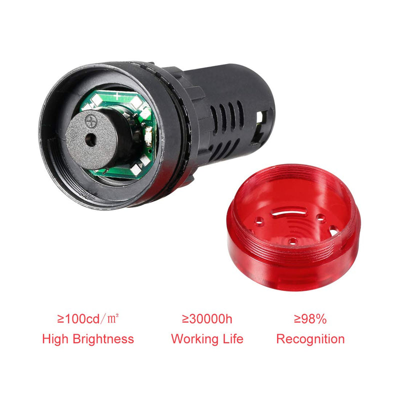 [Australia - AusPower] - uxcell 3Pcs Red Indicator Light with Buzzer AC/DC 12V, 22mm Panel Mount Flashing Alarm, for Electrical Control Panel, HVAC, DIY Projects 