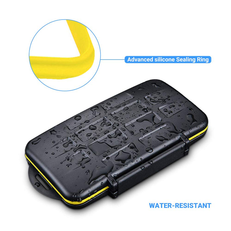 [Australia - AusPower] - 24 Slots Memory Card Case for 12 Micro SD SDHC SDXC TF Cards and 12 SD SDHC SDXC Cards, Water-Resistant Anti-Shock Memory Card Holder with Carabiner 24 Slots=12 SD+ 12 Micro SD 