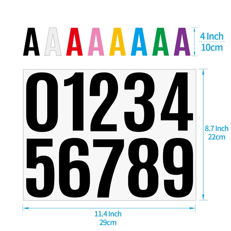 [Australia - AusPower] - 5 Sheets Mailbox Number stickers 4 Inch Waterproof Vinyl Large Decals Self Adhesive House numbers for Signs Cars Doors Business Address number (Black) Black 