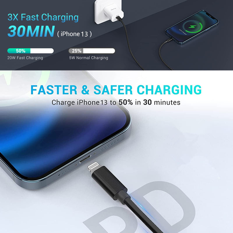 [Australia - AusPower] - USB C to Lightning Cable 2 Pack 10 FT [Apple MFi Certified] iPhone Fast Charger USB-C Power Delivery Type C Charging Syncing Cord for iPhone 13/13 Mini/13 Pro Max/12/12 Pro/11/11 ProMax/X/XS/XR/8 Black 10ft 