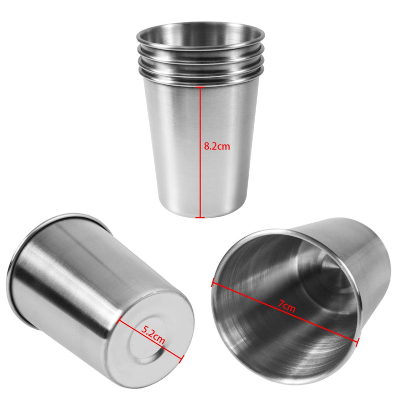 [Australia - AusPower] - EVERMARKET 6 Pack 8 Ounce 230ml Stainless Steel Cups Shatterproof Pint Drinking Cups Metal Drinking Glasses for Kids and Adults 