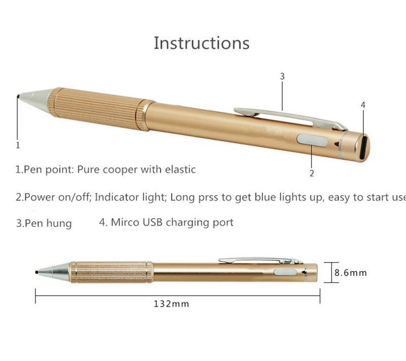 [Australia - AusPower] - Rechargeable Fine Point Precision Stylus,Anti Slip and Anti Sweat Design Ultra Thin 1.45mm Tip Active Stylus ,Perfect for Drawing and Handwriting Only Compatible W/ iOS and Andriod Touchscreen，Rose 